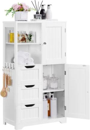 Yaheetech Hochschrank Badezimmerschrank Badkommode mit Höhenverstellbarem
