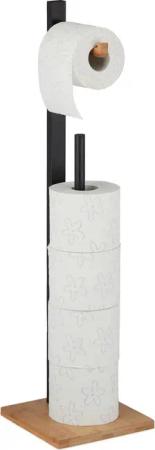 relaxdays Toilettenpapierhalter Bambus Toilettenpapierhalter stehend