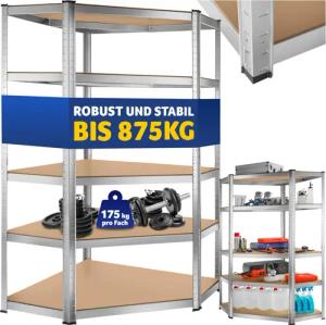 tectake Schwerlastregal, Komplett-Set, höhenverstellbare Einlegeböden