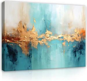 Wallarena Leinwandbild Abstrakt gold blau Kunst