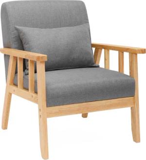 Mondeer Sessel Einzelsessel, Leinen Massivholzrahmen Retro