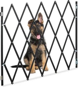 relaxdays Universalschutzgitter Ausziehbares Hundeabsperrgitter schwarz