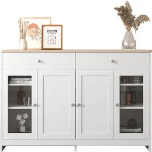 MODFU Sideboard Küchenschrank (mit gehärteten Glastüren