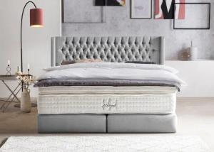 BettCo Boxspringbett Florida (in Hellgrau Webstoff,