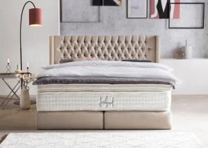 BettCo Boxspringbett Florida (in Beige Webstoff,