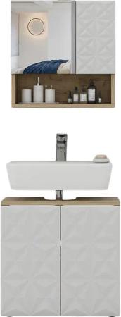 Vicco Badmöbel-Set Edge, Weiß/Eiche, 2 Teile,