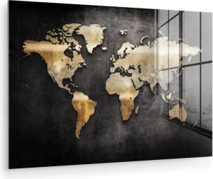MuchoWow Acrylglasbild Weltkarte - Gold -