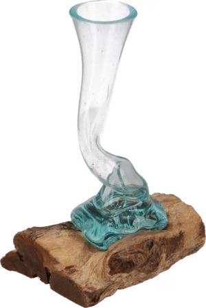 Guru-Shop Dekovase Spiralförmige Vase, Glasvase Wurzelholz