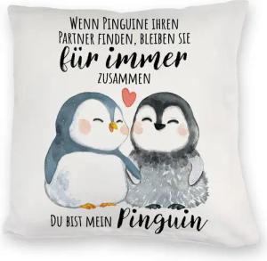 speecheese Dekokissen Pinguinpärchen Kuschelkissen mit Spruch