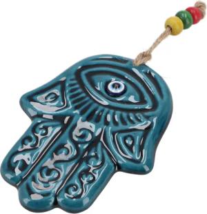 Guru-Shop Wandbild Keramik Hamsa Hand mit