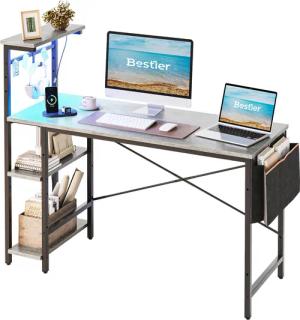 Bestier Regal-Schreibtisch Schreibtisch, 130 cm Gamingtisch