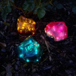 Online-Fuchs LED Solarleuchte 3 Glassteine mit