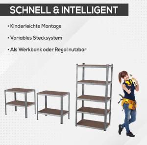 TroniTechnik Regal Schwerlastregal mit 5 Holzböden,