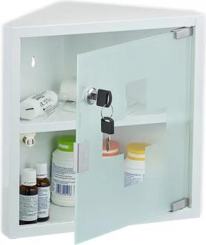 relaxdays Medizinschrank mit Glastür Weiß