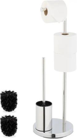 relaxdays WC-Garnitur mit Toilettenpapierhalt, WC, (Set,