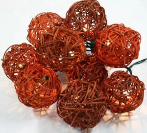 Guru-Shop LED-Lichterkette Rattan Ball 20`er LED