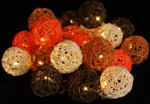 Guru-Shop LED-Lichterkette Rattan Ball 20`er LED