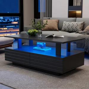 HAUSS SPOLE Couchtisch mit LED-Beleuchtung, Bluetooth-Handy-App-Steuerung
