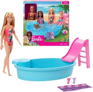 Barbie Anziehpuppe Pool mit Rutsche &
