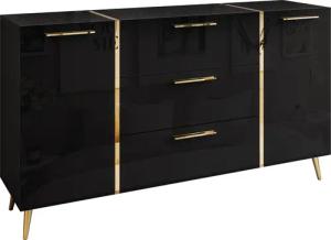 Lookway Kommode ONYX goldene Beine Hochglanz