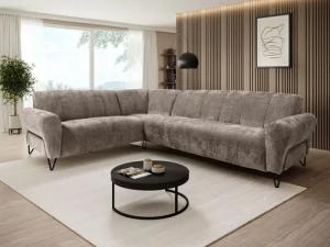 Beautysofa Ecksofa mit Metallbeine in schwarzer