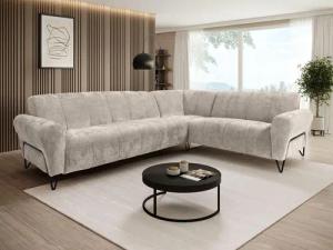 Beautysofa Ecksofa mit Metallbeine in schwarzer