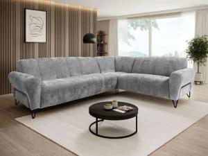 Beautysofa Ecksofa mit Metallbeine in schwarzer