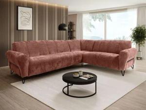 Beautysofa Ecksofa mit Metallbeine in schwarzer