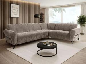 Beautysofa Ecksofa mit Metallbeine in schwarzer