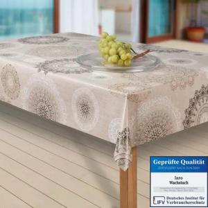 laro Tischdecke Wachstuch-Tischdecken Abwaschbar Mandala beige