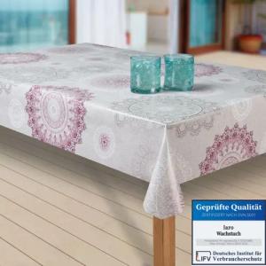 laro Tischdecke Wachstuch-Tischdecken Abwaschbar Mandala grau