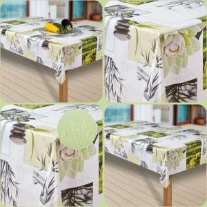 laro Tischdecke Wachstuch-Tischdecken Blumen weiss grün