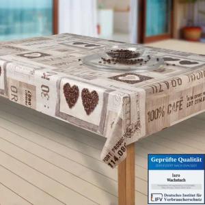 laro Tischdecke Wachstuch-Tischdecken Coffee Herzen braun