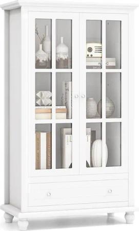 KOMFOTTEU Mehrzweckschrank Bücherschrank Vitrinenschrank mit Glastüren