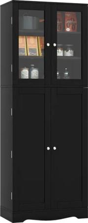 KOMFOTTEU Küchenbuffet Küchenschrank mit 2 Glastüren