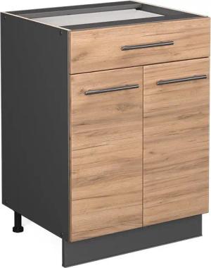 Vicco Unterschrank Fame-Line, Goldkraft Eiche/Anthrazit 60cm,
