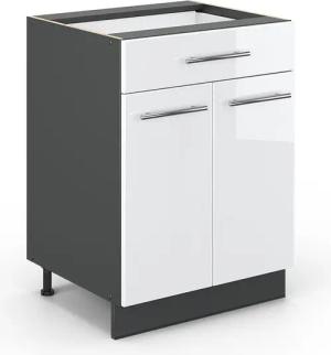 Vicco Unterschrank Fame-Line, Weiß Hochglanz/Anthrazit 60cm,