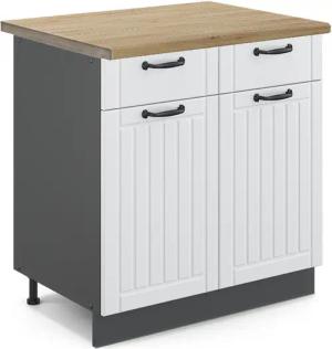 Vicco Unterschrank Fame-Line, Weiß Landhaus/Anthrazit, 80