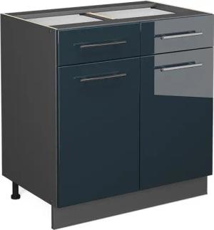 Vicco Unterschrank Fame-Line, Dunkelblau Hochglanz/Anthrazit, 80