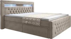 Luxusbetten24 Boxspringbett Sera, mit LED-Beleuchtung und
