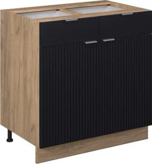 Vicco Unterschrank Fame-Line, Schwarz gestreift/Goldkraft Eiche,