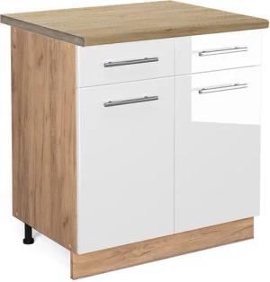 Vicco Unterschrank Fame-Line, Weiß Hochglanz/Goldkraft Eiche,