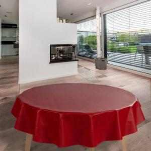 laro Tischdecke Wachstuch-Tischdecken Rot Leinenoptik Rund