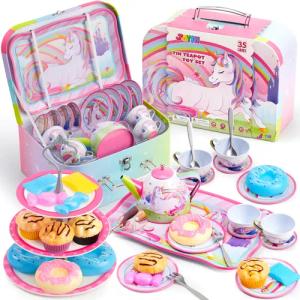 JOYIN Spielküche 35-teiliges Einhorn Teeservice für