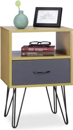 relaxdays Nachtschrank Retro Nachtschrank