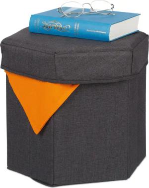 relaxdays Sitzhocker mit Stauraum, Dunkelgrau