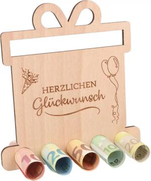 Spruchreif® Spardose Geldgeschenk aus Holz, Gutscheinverpackung,