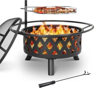 TLGREEN Feuerschale mit Drehbarem Grillrost, Ø