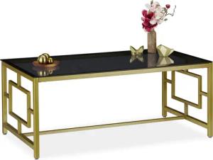 relaxdays Couchtisch Glas Schwarz & Gold