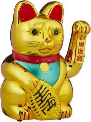 relaxdays Winkekatze XL Winkekatze gold
